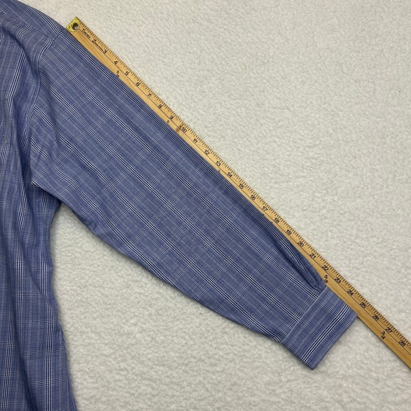 Brooks Brothers Shirt Mens 16-34 Blue Glen Plaid Classic Non-Iron Supima Cotton - Picture 7 of 10
